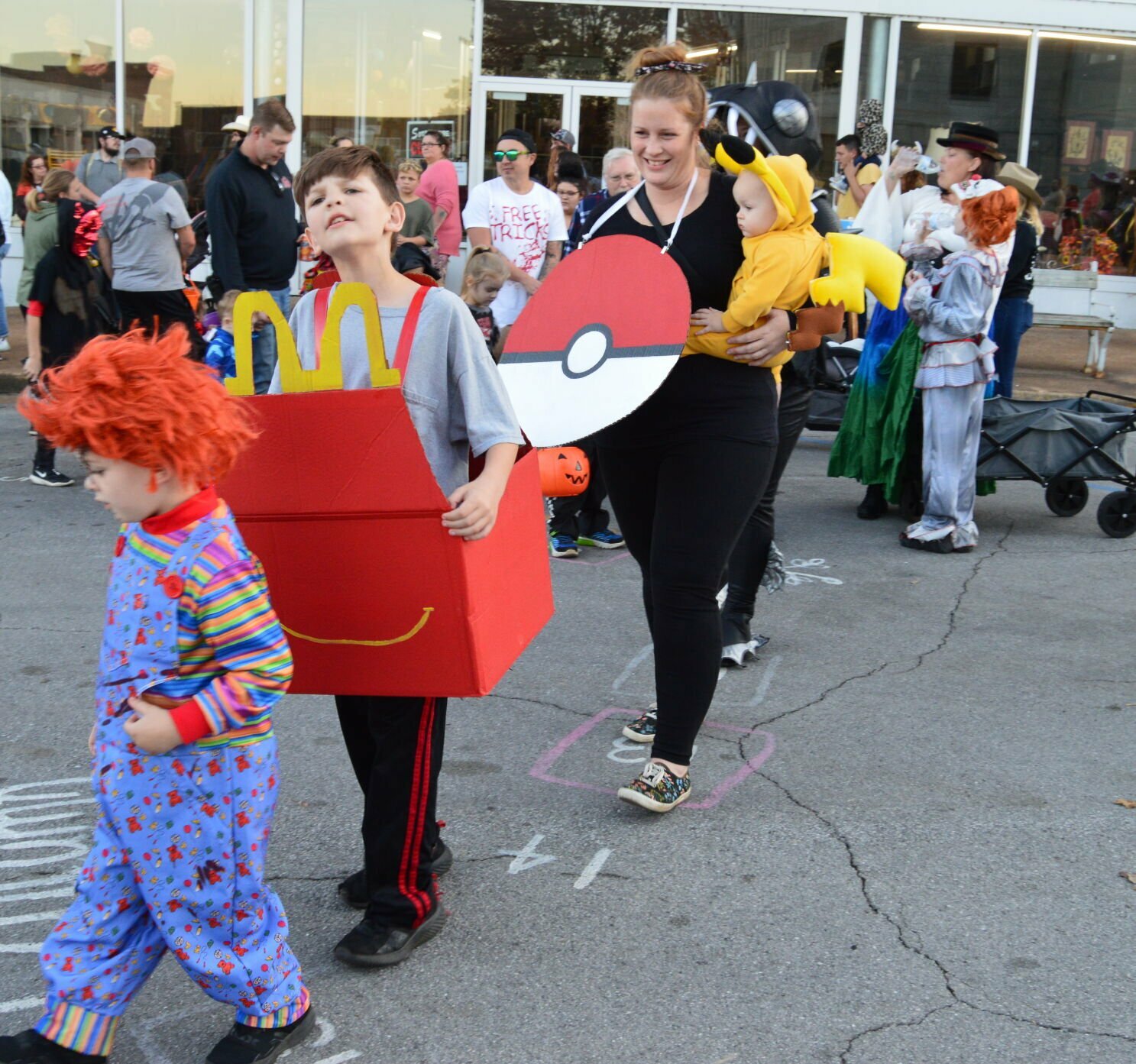 The 2023 Scare on the Square, set to take place from 5 to 7 p.m. Tuesday, will culminate in a costume parade that makes its way around Court Square in West Plains. This photo shows some of the creative costumes worn during last year's parade.