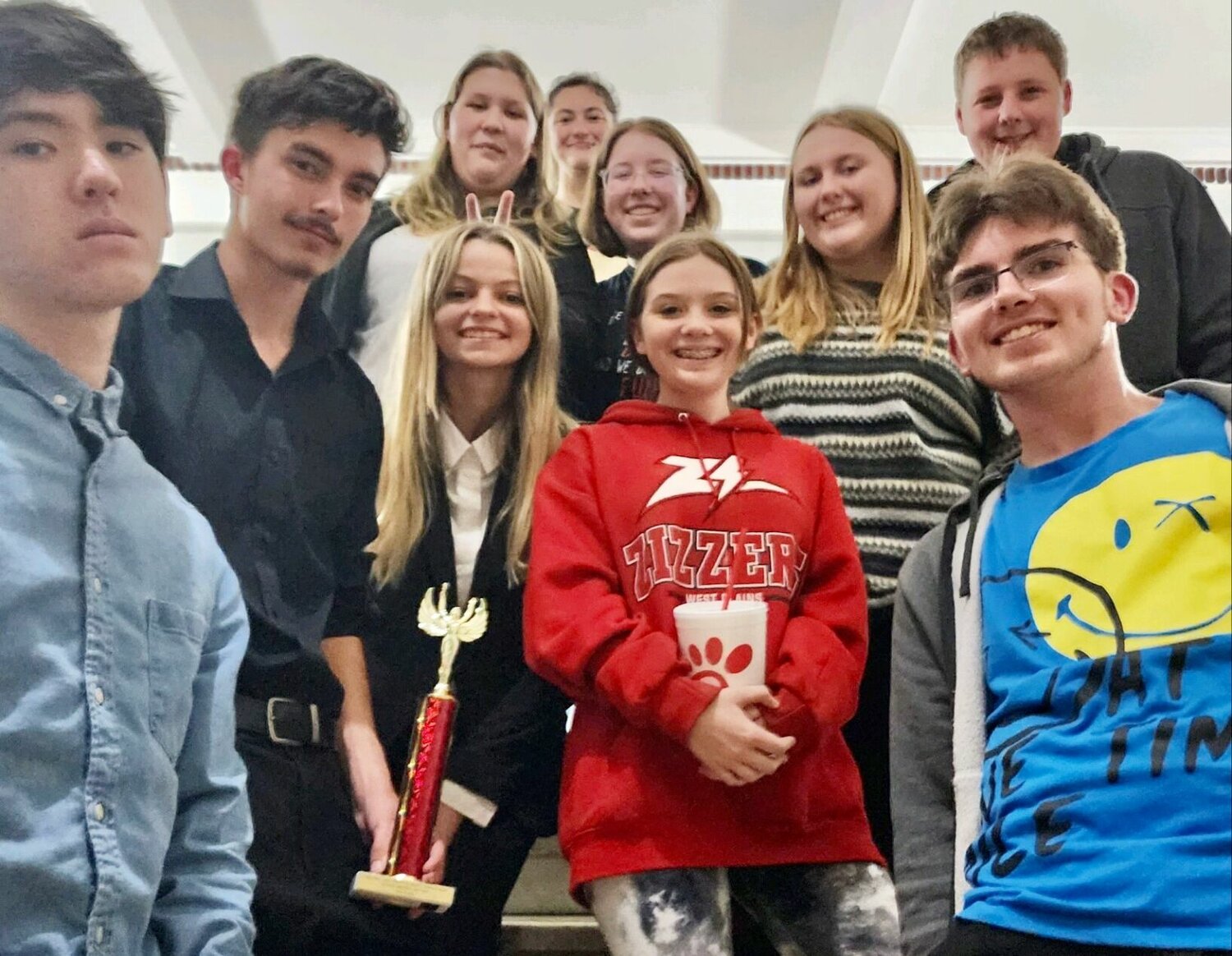 The West Plains High School Speech and Debate team competed Oct. 13 and 14 in a tournament at Missouri State University in Springfield. The following students moved on to semifinals in their events: Kaylee Adams, Alannah Gower, Grace Eades, Taylor Merriman, Myah Hibler, Zane Vermillion and Caden Sciotto. Of those who competed in semifinals, Sciotto, a sophomore, moved on to finals, and was awarded second place in Novice Original Oratory at his first-ever Speech and Debate tournament.