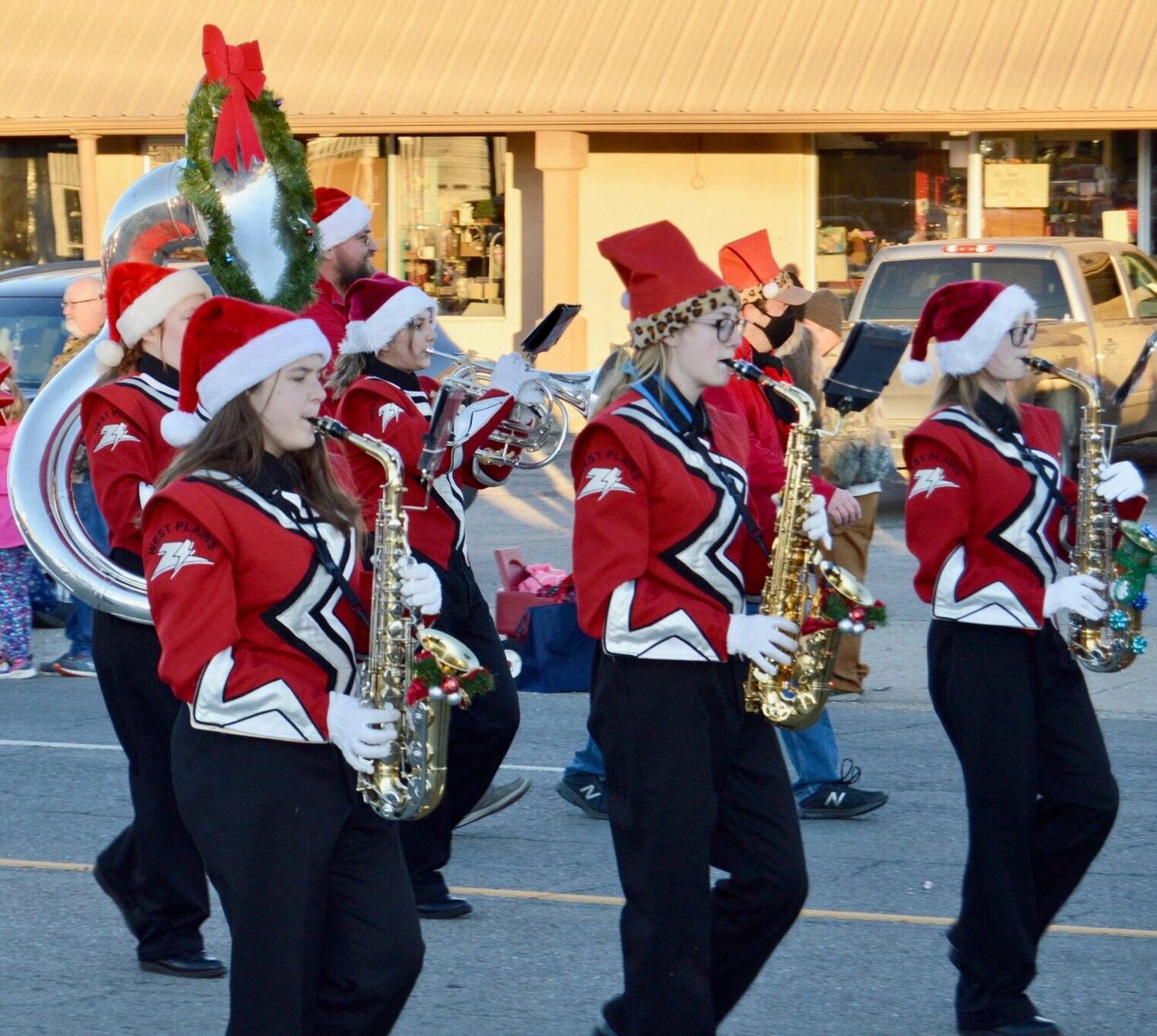 The Zizzer Pride Band, shown here in last year's West Plains Christmas Parade, routinely makes an appearance in the annual festivities. Saturday's parade comes ahead of Monday's free All Bands Concert, beginning at 7 p.m. at the West Plains Civic Center, 110 St. Louis St. Donations for the R-7 Bridges program will be accepted at the door. More details about the concert will be published in Saturday's Gazette.